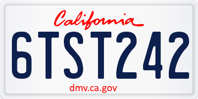 CA license plate 6TST242