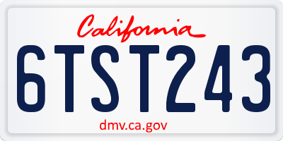 CA license plate 6TST243