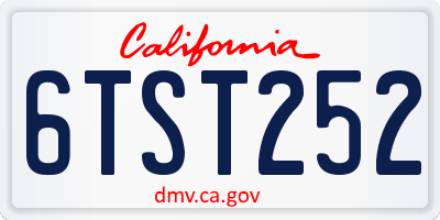 CA license plate 6TST252