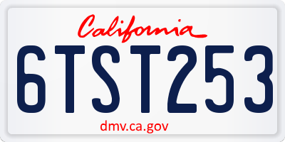 CA license plate 6TST253