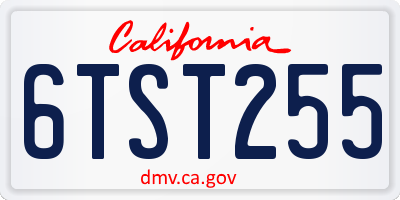 CA license plate 6TST255