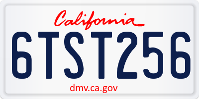 CA license plate 6TST256