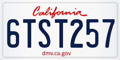 CA license plate 6TST257