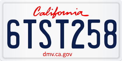 CA license plate 6TST258