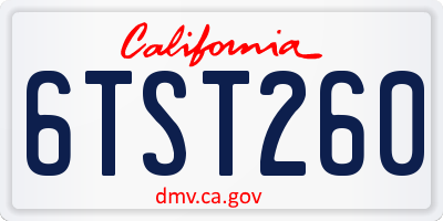 CA license plate 6TST260