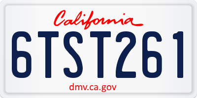 CA license plate 6TST261