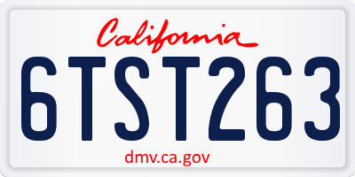 CA license plate 6TST263