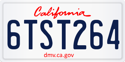 CA license plate 6TST264
