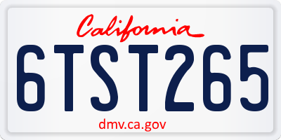 CA license plate 6TST265
