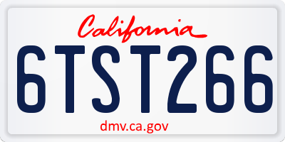 CA license plate 6TST266