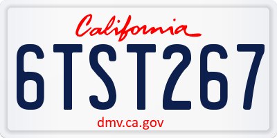 CA license plate 6TST267