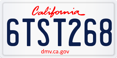CA license plate 6TST268