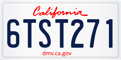 CA license plate 6TST271
