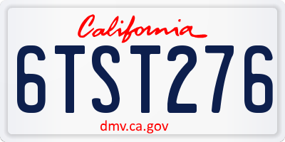 CA license plate 6TST276