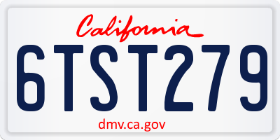 CA license plate 6TST279