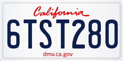 CA license plate 6TST280