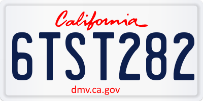 CA license plate 6TST282