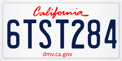 CA license plate 6TST284