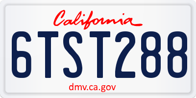 CA license plate 6TST288