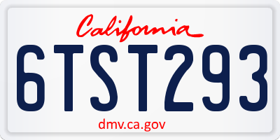 CA license plate 6TST293