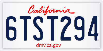 CA license plate 6TST294