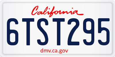 CA license plate 6TST295