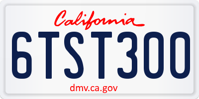 CA license plate 6TST300