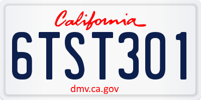 CA license plate 6TST301