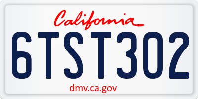 CA license plate 6TST302