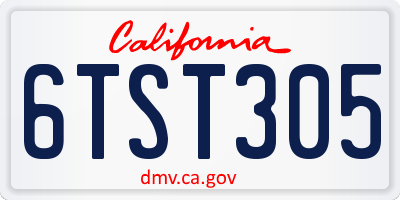 CA license plate 6TST305