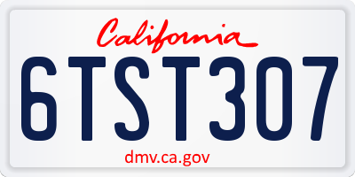 CA license plate 6TST307