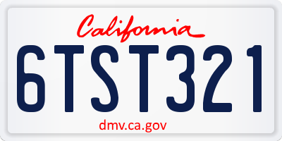 CA license plate 6TST321