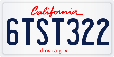 CA license plate 6TST322