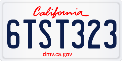 CA license plate 6TST323