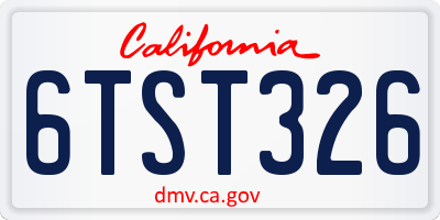 CA license plate 6TST326