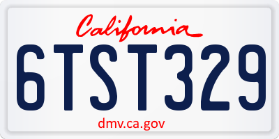 CA license plate 6TST329