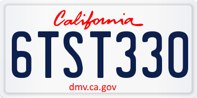 CA license plate 6TST330