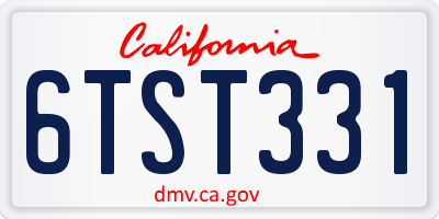CA license plate 6TST331