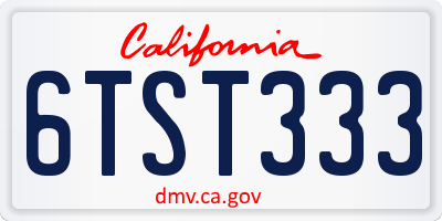 CA license plate 6TST333