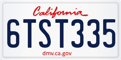 CA license plate 6TST335