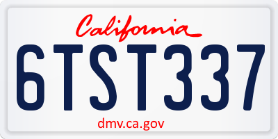 CA license plate 6TST337