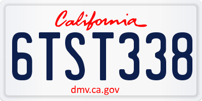 CA license plate 6TST338