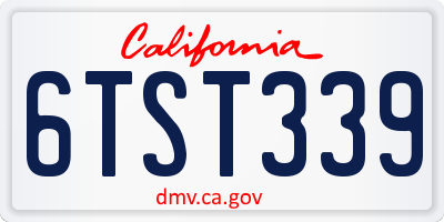 CA license plate 6TST339