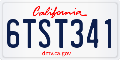 CA license plate 6TST341