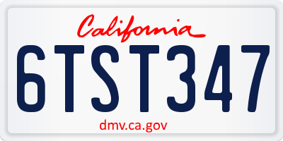 CA license plate 6TST347