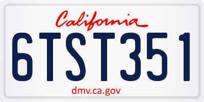 CA license plate 6TST351