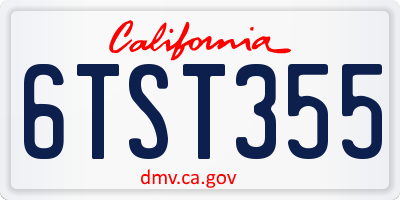 CA license plate 6TST355