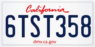 CA license plate 6TST358