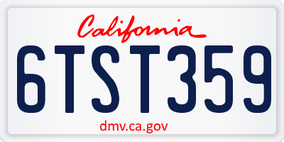 CA license plate 6TST359