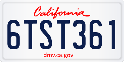 CA license plate 6TST361